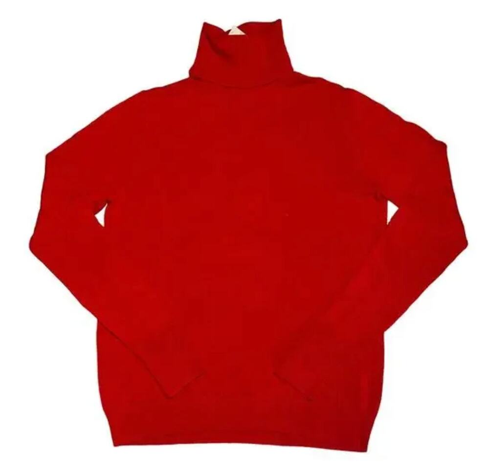 **NWT Ann Taylor Red W/Button Cuff Detail Turtleneck Sweater - SIZE MEDIUM
